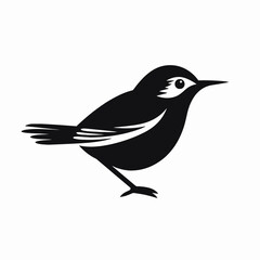 Sleek bird icon vector graphic animal illustration in stark black silhouette
