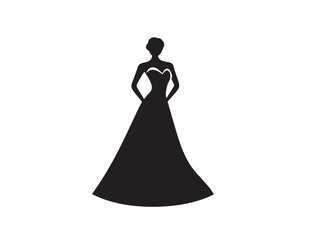 Stylish bride silhouette illustration icon with classic ceremonial wedding concept art
