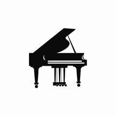Elegant grand piano, a musical symbol, illustrated in black silhouette