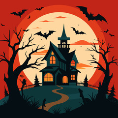 halloween background with haunted house