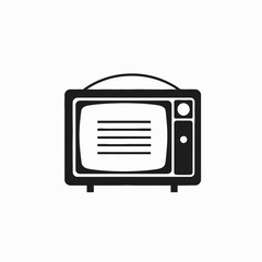 Iconic vintage television with antenna depicted in graphic black silhouette