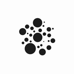 Dynamic arrangement of minimalistic black circles on white, abstract silhouette