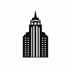 Striking minimalist skyscraper stands proudly in a monochrome cityscape silhouette