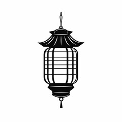 Elegant oriental lantern with a pagoda style top captured in striking silhouette