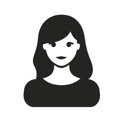 Elegant female portrait in minimalist black and white graphic flat silhouette
