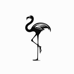 Obraz premium Elegant flamingo standing gracefully on one leg, a refined silhouette