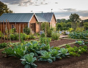 vegetable garden in a self sufficient homestead