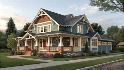 new and modern colorful craftsman cottage house
