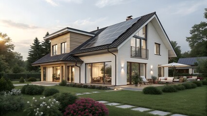 new suburban house with a photovoltaic system