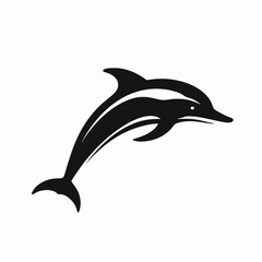 Fototapeta premium Graceful aquatic mammal leaping through the deep ocean water, illustrated silhouette