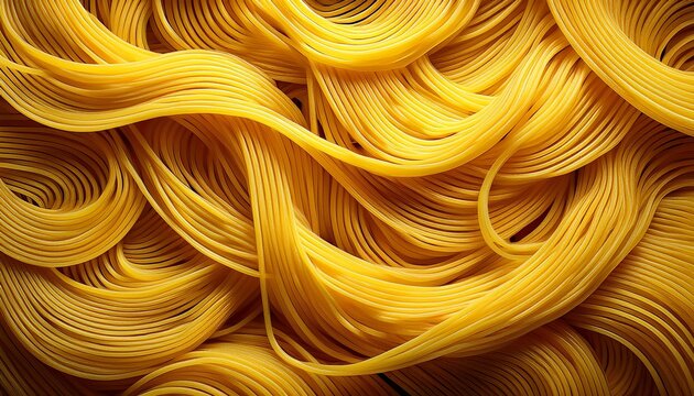 abstract background of tangled yellow spaghetti noodles creating a textured pasta pattern stripes pattern - Powered by Adobe