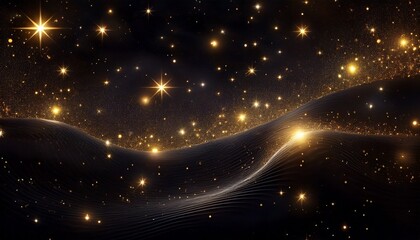 deep velvety black cosmic background scattered with glittering gold stars black background stars