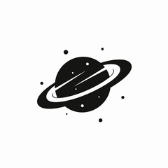 Cosmic planet orbiting with interstellar rocks in an abstract space silhouette