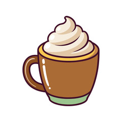 cup of hot coffee whipped cream isolated vector art