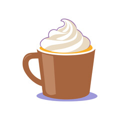 cup of hot coffee whipped cream isolated vector art