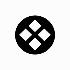 Fototapeta premium Graphic emblem design featuring four stylized diamonds in circle silhouette.