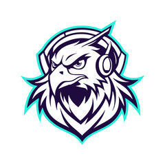 logo with eagle head wearing headphone logo vector art