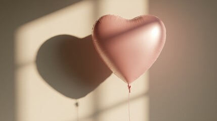 Romantic Heart Balloon with Soft Shadows in Warm Lighting