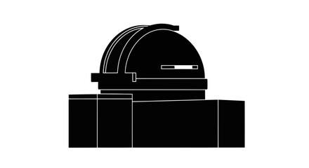 Observatory Dome - Black and White Line Drawing.