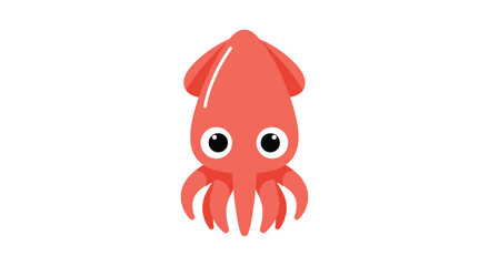 Fototapeta premium Cute orange squid floating underwater marine life creature cartoon character