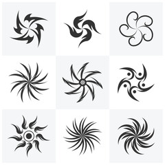 Set of Vortex logo design template. Black hole galaxy vector illustration