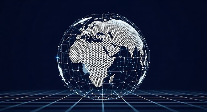 Global network data visualization of the digital world.