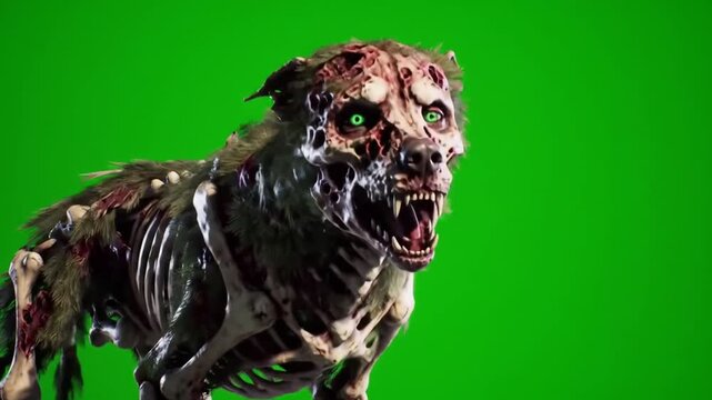 Undead Canine: Rotting Zombie Dog on Green Screen