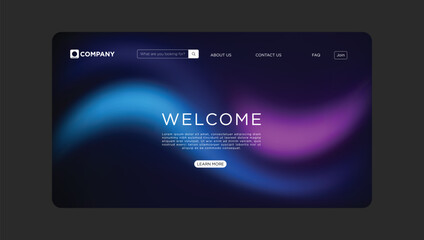 Modern landing page design with vibrant gradient background welcomes visitors to explore further online