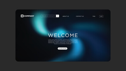 Modern website template with elegant blue gradient background for business or creative agency