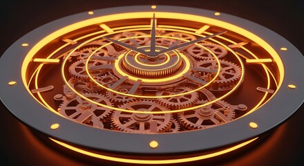 Glowing Gears Clock Design.