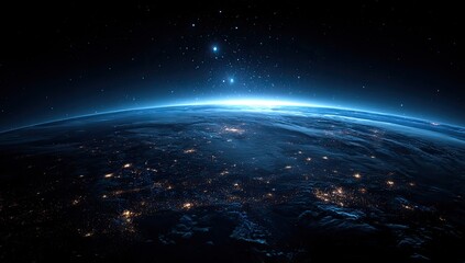 Fototapeta premium Earth from space, glowing cities