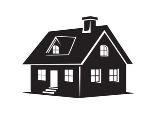 Rural small cottage silhouette vector illustration artwork