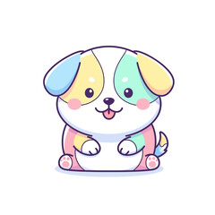 Fototapeta premium Cute Pastel Rainbow Puppy Cartoon Illustration with Happy Expression