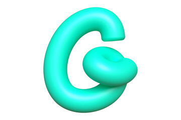 Fototapeta premium Vibrant matte tube 3D letter G in teal. High quality 3D rendering modern alphabet design for fun projects.