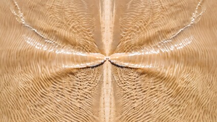 Symmetrical sand patterns created by receding ocean waves