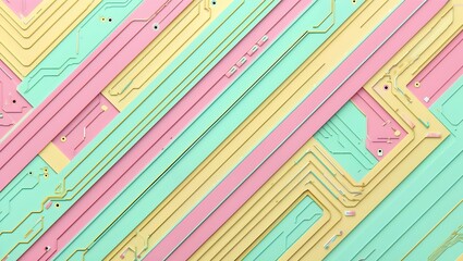 Abstract diagonal lines in pastel pink yellow and teal