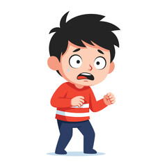 Anxious Kid: Capturing a moment of unease, a young boy is portrayed in a state of worry or fear, his facial expression and body language conveying his emotional state.