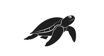 Silhouetted Sea Turtle in Profile View.