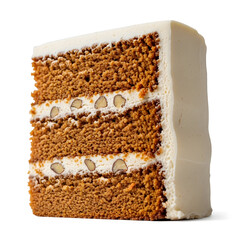 Delicious Spiced Cake Slice Layers of Warm Spice, Creamy Frosting, and Toasted Nuts