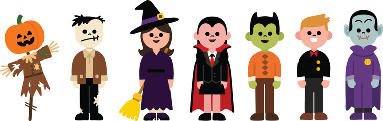 Adorable Halloween characters ready for trick or treat fun celebrate spooky season with friends and family