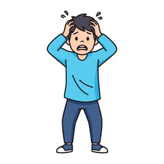 Anxious Mind: The cartoon illustration captures the internal turmoil of anxiety, depicting a person grappling with stress, worry, and the overwhelming feelings of fear in a moment of vulnerability.