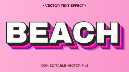 Bold Beach Text Effect with Pink and Purple Stripes