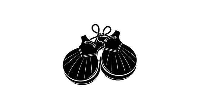 black castanets musical instrument on white clip art preview
