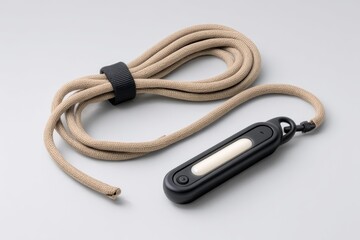 Beige cord, black button device