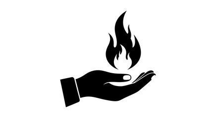 Hand Holding a Symbolic Flame Icon.