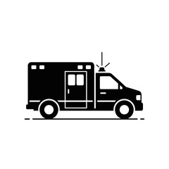 Sleek black ambulance icon symbolizes urgent medical transport and emergency response services © Sithija