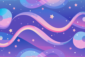 Whimsical cosmic dreamscape with pastel waves and sparkling stars creates a magical, enchanting atmosphere