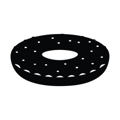 Isolated black donut with white dots vector graphic for dessert and bakery design projects use, food art