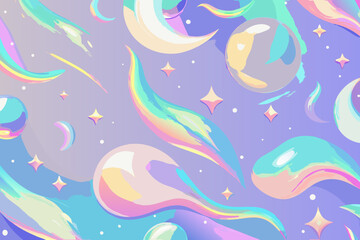 Dreamy pastel abstract shapes and stars create a whimsical, magical cosmic scene for creative projects