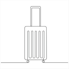 One continuous line drawing of travel suitcase on wheels minimalist luggage and travel bag vector illustration